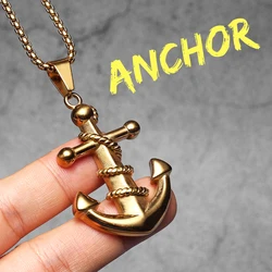 Sleek Stainless Steel Anchor Pendant Necklace - Unisex Punk Hip Hop Jewelry Accessory (N1179 - With Chain - G)