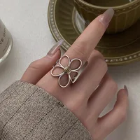 VENTFILLE 925 Sterling Silve Flower Ring for Women Gift Hollow Out Design Retro Hip Hop Versatile Jewelry Party Gift Dropship - Image 4