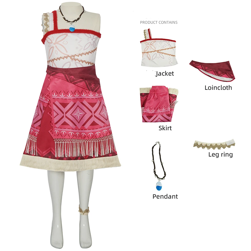 Erwachsenen-Feiertagskleid Teenager Vaiana Kostüm Quastenrock 2026 Damen Ozean-Abenteuer Prinzessinnenkleid für Mädchen Karneval-Verkleidung – Detail 14