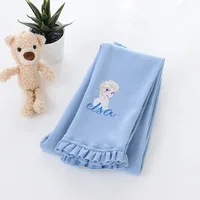 Disney Girl Pants Quality Cotton for Children Frozen Anna Elsa Autumn Baby Girl Pink Blue Trouser Kids Leggings Cartoon 2-8Y 4