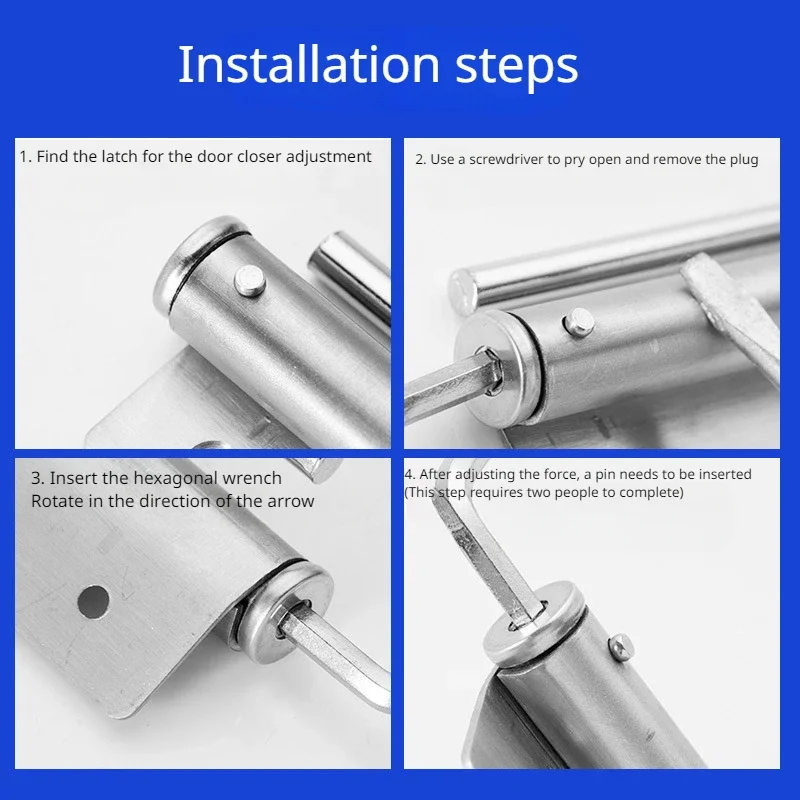 Household Stainless Steel Simple Light Silent Door Closer Adjustable Automatic Wooden Door Closer 1PC
