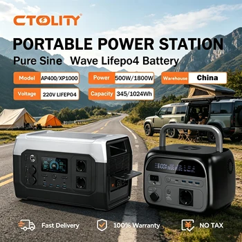 CTOLITY 1800W Portable Power Station – LiFePO4 Battery Solar Generator, Pure Sine Wave AC, Emergency Backup for Home & Outdoor