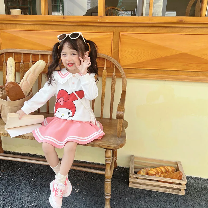 Sanrios Kawaii Anime Conjunto de Roupas Infantis, My Melody Cartoon Dress,  Vestidos de Princesa, Manga Comprida, Roupa de Criança, Presente, 2022 -  AliExpress