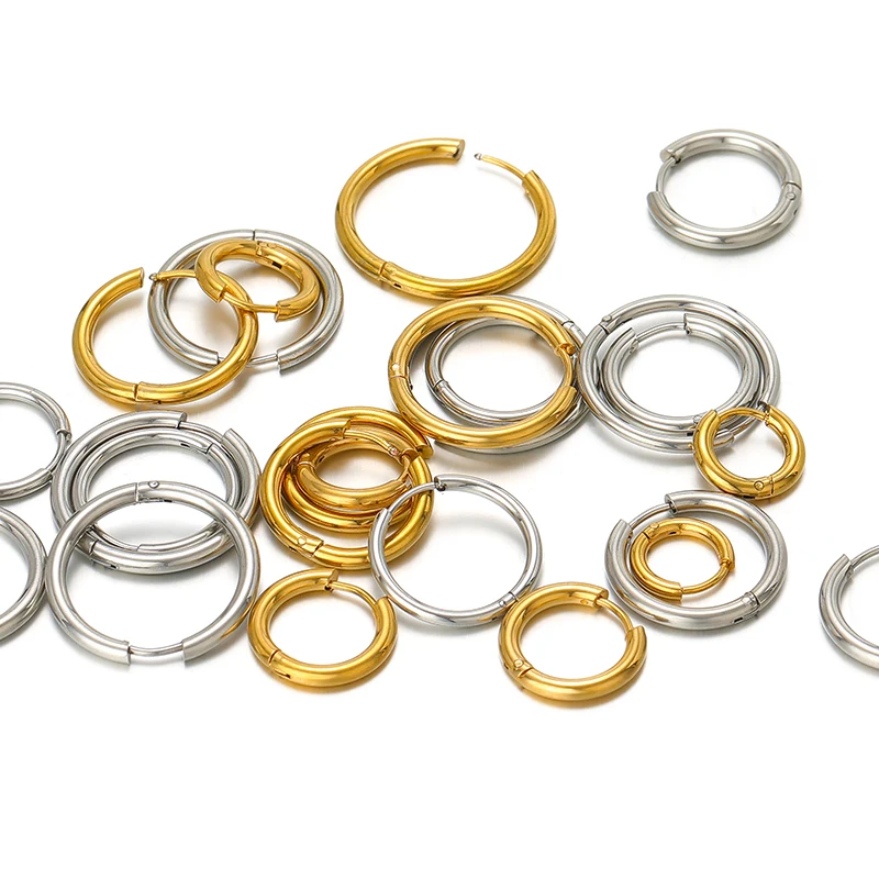 10pcs Stainless Steel Women Hoop Earrings Men Punk Earrings Hiphop Bijoux Jewelry Gifts Fashion Huggie Accessories Supplies 5