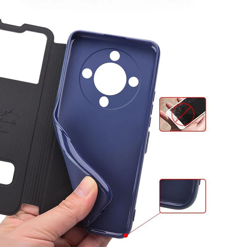Luxury Magnetic PU Leather Flip Case with Quick Answer Window