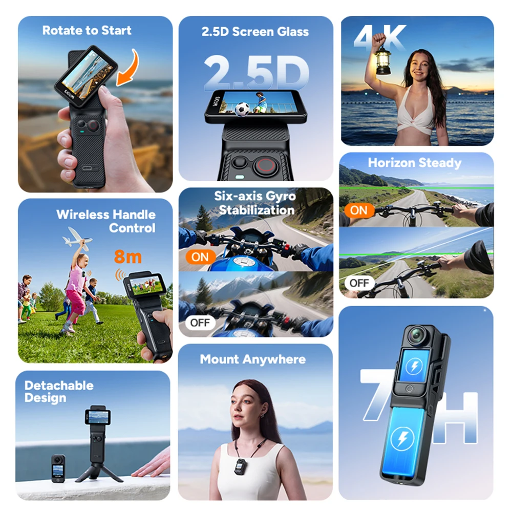 Caméra Action C400 Pocket 4K 64Go Lot Accessoires