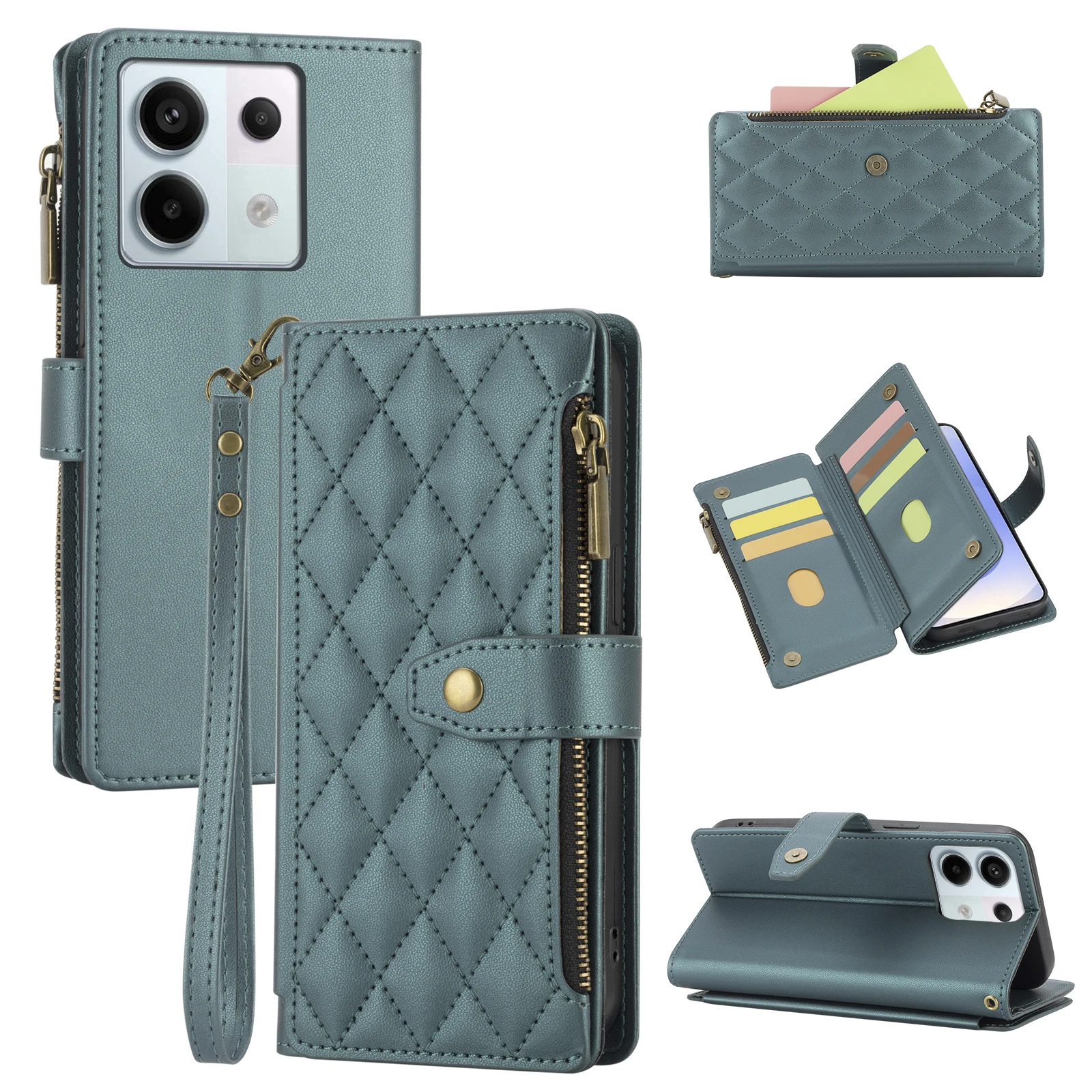 Faux Leather Multi-Card Slot Flip Wallet Phone Case - Enhanced Protective Cover
