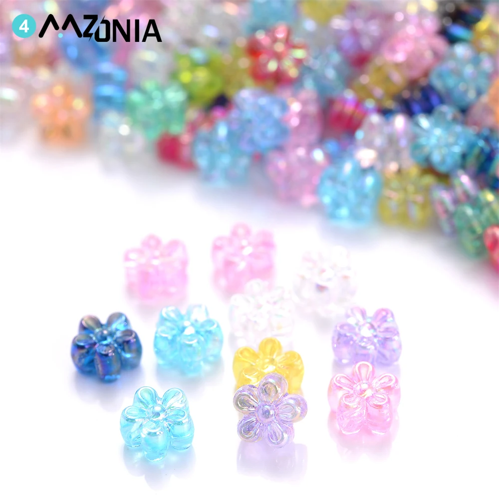 100 stücke 4x7mm Bunte Blume Acryl Perlen Gemischt Lose Spacer Perlen Für Schmuck Machen DIY Armband Halskette großhandel