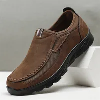 Leather Men Casual Shoes Lightweight Man Loafers Breathable Walking Running Shoes Fashion Slip on Comfortable Male Driving Shoes