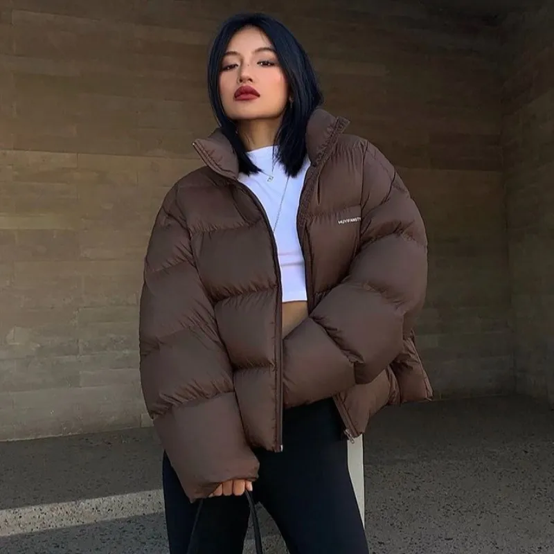 Chaqueta corta de algod n con cuello alto para mujer abrigo Vintage