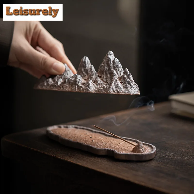 Old Rock Mud Chinese Incense Holder Water Fountain Decoration Incense Burners Aromatherapy Censer Tea Services Decoration Craft