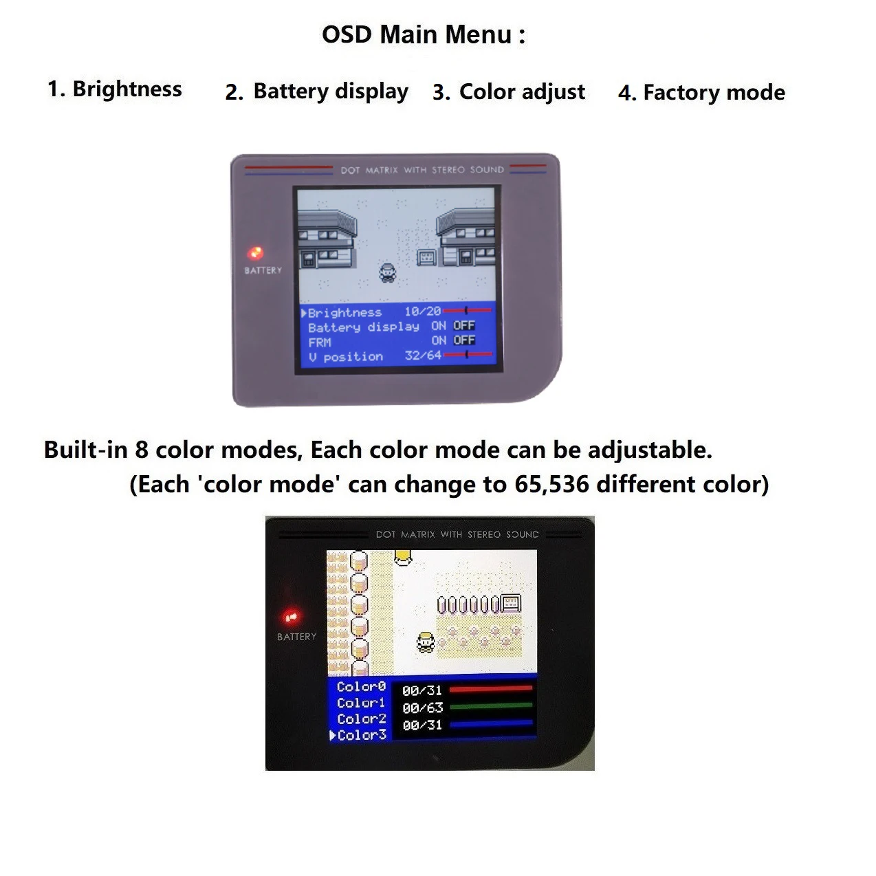 Hispeedido DMG GBO IPS V5 Pro OSD Backlight Menu RIPS 36 Color Kit For GameBoy DMG GBO GB DMG Console  W/ Pre-cut Housing Shell