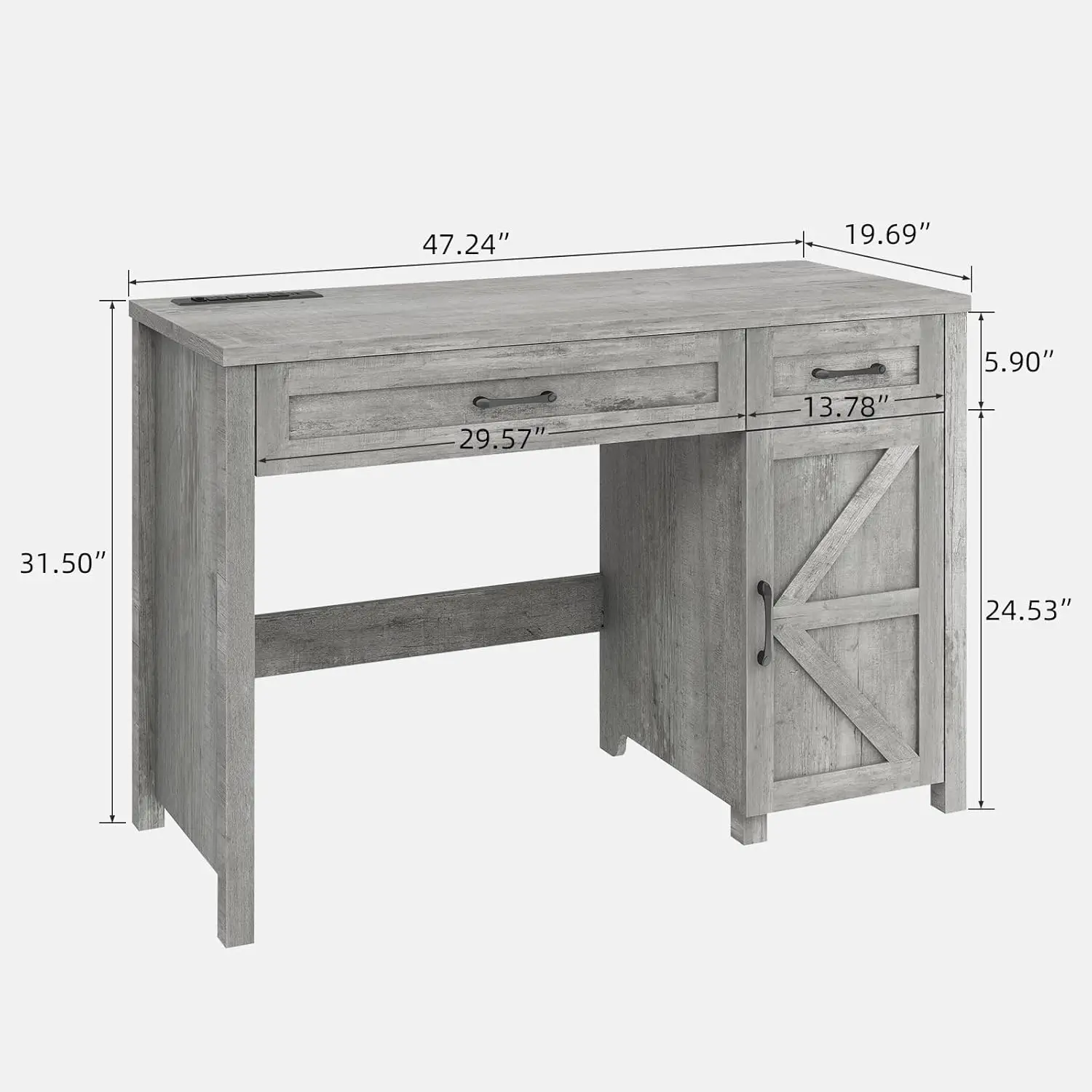 Farmhouse 47" Executive Desk, Computer Desk with Drawers and Storage Cabinet, Workstation Computer Table