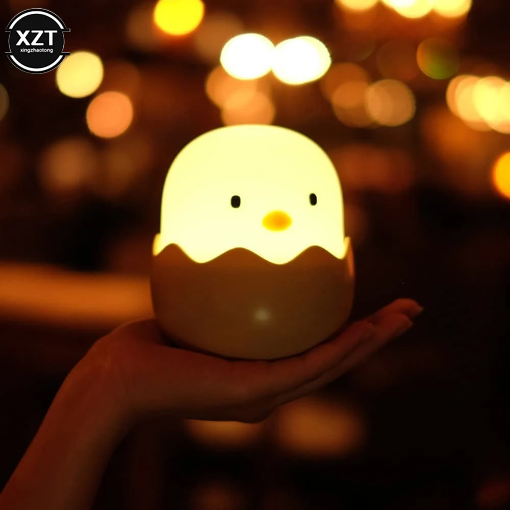 Cute Flower Chick Night Light - 3-Level Dimmable LED Silicone Lamp For Kids
