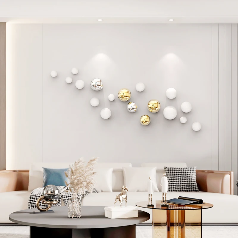 Imitation Stainless Steel Ball Art Deco Living Room Three-dimensional Wall Hanging Gold Round Ball Wall Hanging Home Accessories 2