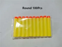 Pack of 50/100 Soft Foam Dart Refills with Round Heads - Children's Toy Gun Accessories (100 Pcs Yellow round)