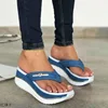 Women's 2024Slippers Summer New Fashion Metal Button Slides Shoes Wedge Beach Sandals Women Outside Platform Leisure Flip Flops 2