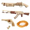 DIY Revolver,Scatter with Rubber Band Bullet Wooden Model Building Block Kit Assembly Toy Gift for Children Adult 1