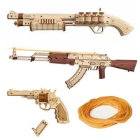 DIY Revolver,Scatter with Rubber Band Bullet Wooden Model Building Block Kit Assembly Toy Gift for Children Adult 1