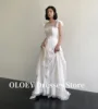 OLOEY 2025 Princess A Line Silk Organza Wedding Dresses Korea Photo shoot Short Sleeves O-Neck Bridal Gowns Customized 2