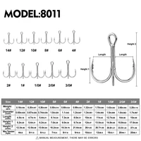 20pcs High Carbon Treble Hooks - Super Sharp, Solid Size 1#-14# Triple Barbed Steel Fishing Lure - Jigging Fishing Hook 2