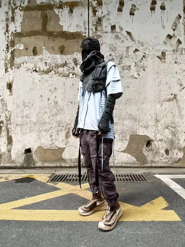 

Chaunk Pioneer dune waste soil function streamer patchwork color elastic foot mouth tooling trend nine points casual pants
