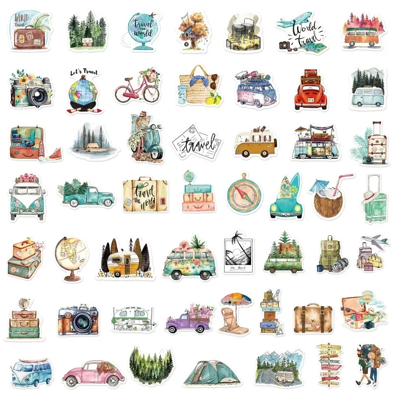 50PCS Waterproof Scrapbooking Stickers Vinyl Decals for Luggage Laptop Water Bottles Guitar 4-8cm PVC Reusable Removable Sticker