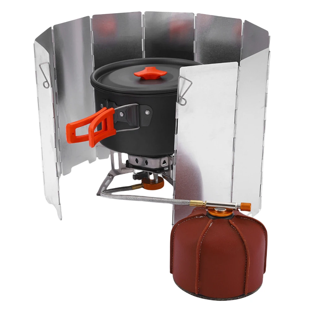 10 Plates Foldable Camping Picnic Cooking Burner Windproof Screen Gas Stove Wind Shield Aluminum Ultralight Outdoor Wind Shield