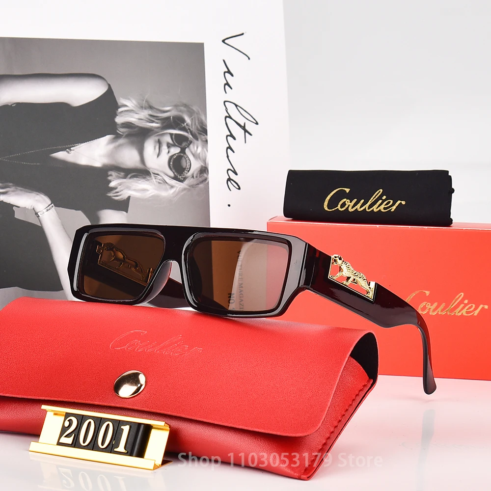 نظارات شمسية مستطيلية من جلد النمر للرجال والنساء...