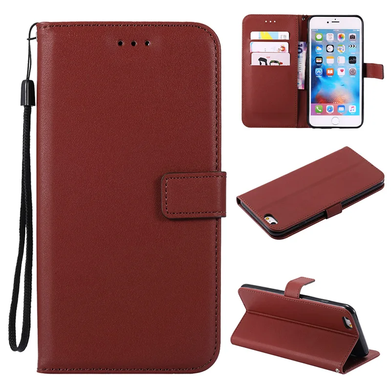 Luxury Leather Flip Wallet Case with Lanyard and Magnetic Closure