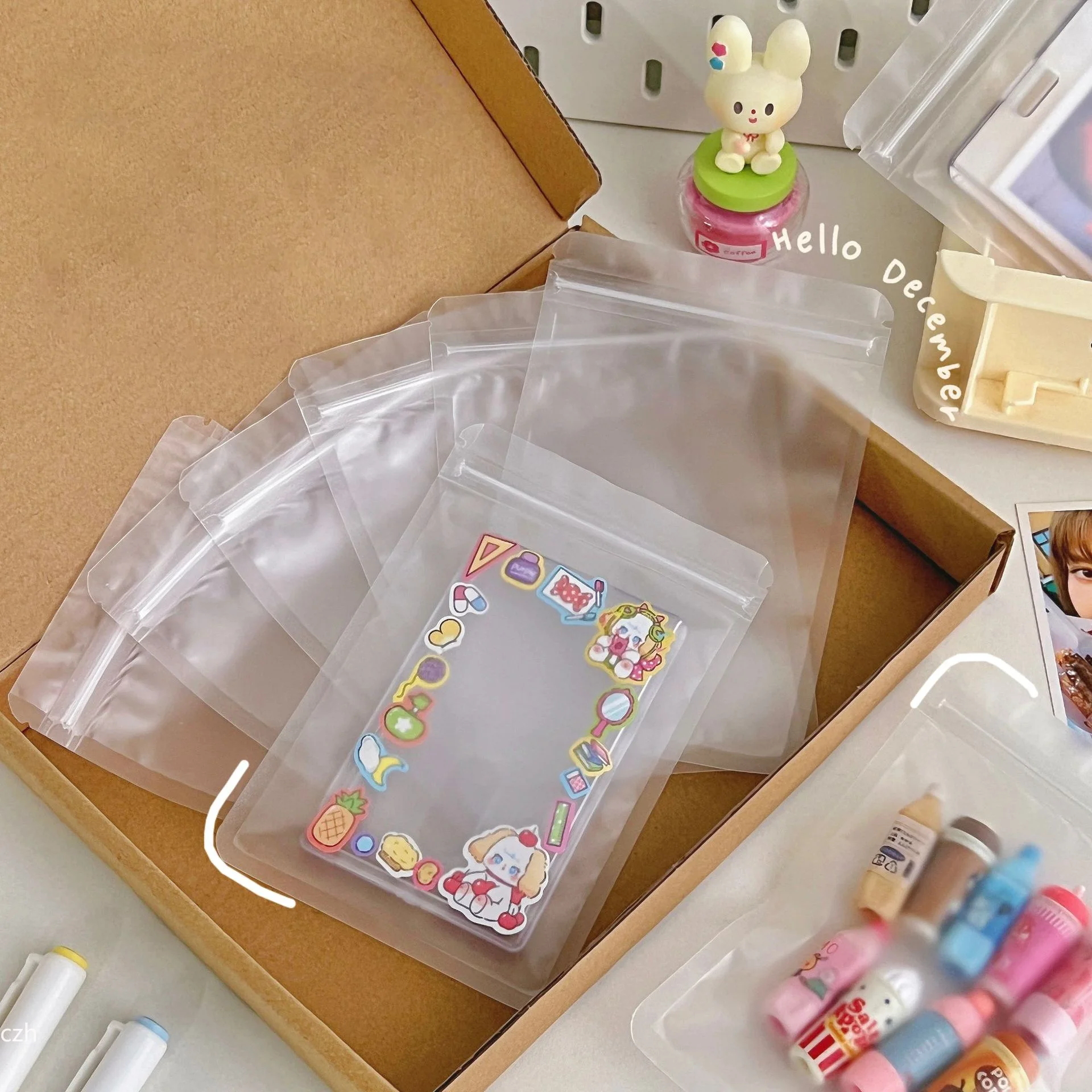 Matte Self Sealing Bag Transparent Food Packaging Bag Candy Sealing Fruit Tea 50 Pcs