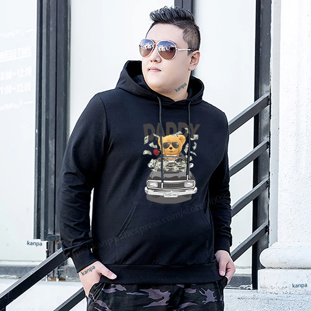 

Fashion Hoodie Men Sweatshirt Autumn Winter Cartoon soldier bear pattern print Streetwear Men Casual Pullover Hoody Male