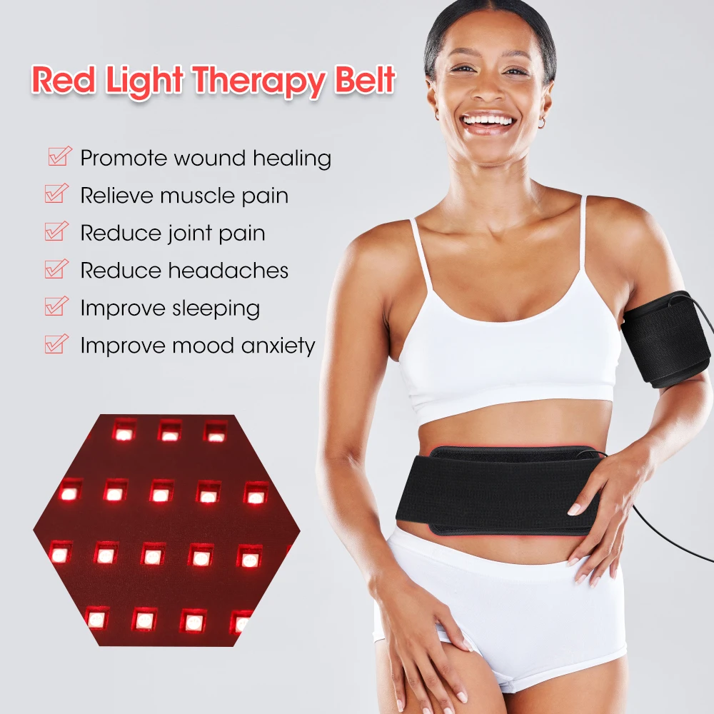 660nm 850nm LED Infrared Light Therapy Belt Red Light Therapy Pad Lumbar Waist Massage Belt For Muscle Relax Knee Joint Relief