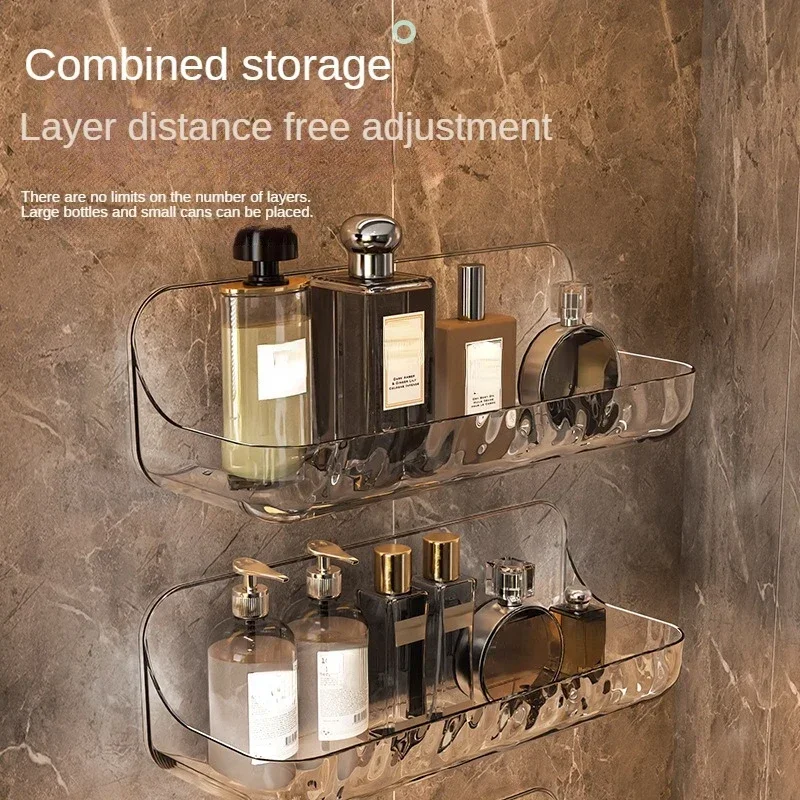 Washstand Cosmetics Storage Rack Acryli Shower Storage Rack Bathroom Shelf No Drill Organizer Wall Mounted Toilet Shampoo Holder bathtub storage rack