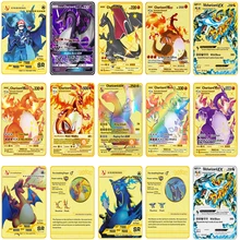 

New Pokemon Gold Card GX MEGA Best Selling Shining Metal Card Rare Charizard Collection Trading Card Kids Toys Birthday Gifts