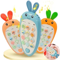 Cartoon Rabbit Carrot Simulation Music Phone Toys Silicone Can Chew Mobile Phones Baby Education Learning Props Gifts 1
