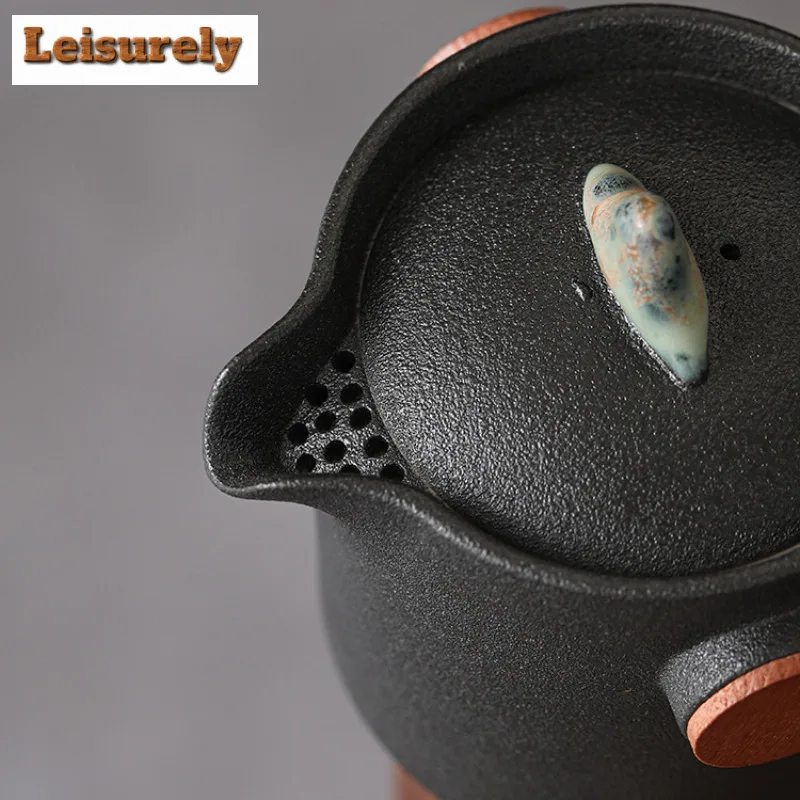 200ml Glazed Painting Colorful Distant Mountains Hand-held Teapot Tea Infuser Pot Tea Making Kettle With Strainer Teaware Craft