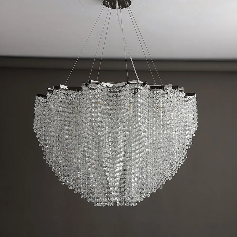 

Luxury French Crystal Chandelier Hollow Living Room Restaurant Circle Duplex Villa Pendant Lights Bedroom Decor Lighting Fixture