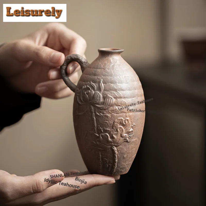 Ancient Style Old Rock Clay Vase Aesthetic Cachepot Terrarium Plant Pot Household Flowerpot Tea Ceremony Accessories Ornaments