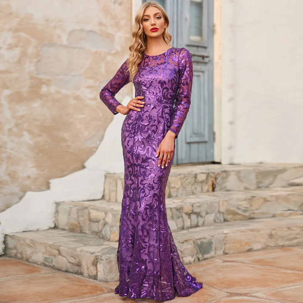 

Gorgeous Ball Gown Evening Party Sequin Glitter Prom Dress Plus Curve Size Cocktail Lady Robe De Mother Of The Bride Dresses