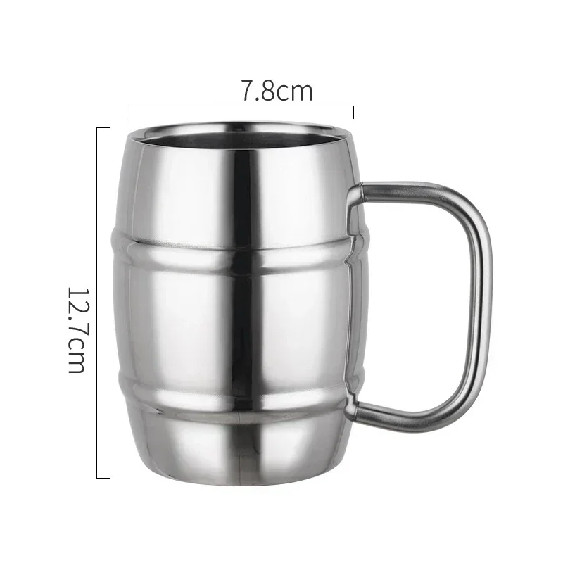 New 450/500ML Double Stainless Steel Beer Cup Outdoor Camping Western Coffee Cup with Handle Insulated Portable Water Cup Mugs