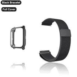 Magnetic Loop Watch Strap with TPU Case and Screen Protector - 20mm - Amazfit GTS 4 Mini (Black PlatingBK)