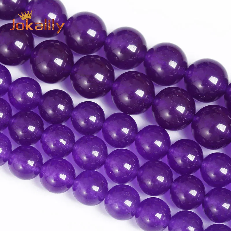 

Natural Amethyst Purple Jades Chalcedony Stone Beads For Jewelry Making Loose Round Beads Diy Bracelet 4 6 8 10 12 14mm 15" Inch