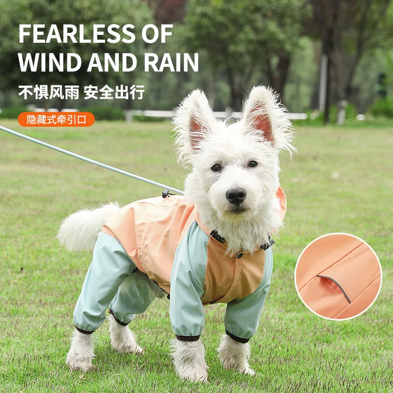 

Tractable dog clothing raincoat Waterproof full pack with feet small dog than bear teddy dog clothing pet supplies