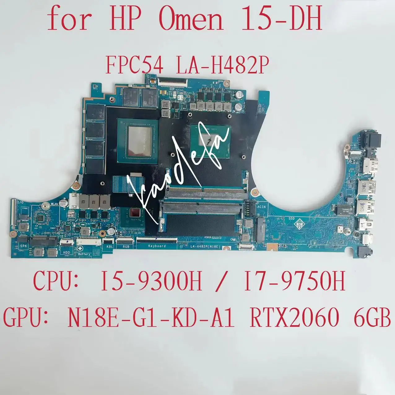 Fpc54 La-H482P Per Cpu Della Scheda Madre Del Computer Portatile Hp Omen 15-Dh: I5-9300H I7-9750H Gpu:N18E-G1-Kd-A1 Rtx2060 6G L59766-601 L59765-601