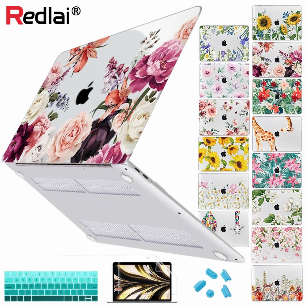 Floral Soft-touch Plástico Rígido Case Capa para Macbook 2024 m3 Air13 15 m2 Pro Retina 11 12 13 14 16 Polegadas m2 m1 A2337 A2179 A2338