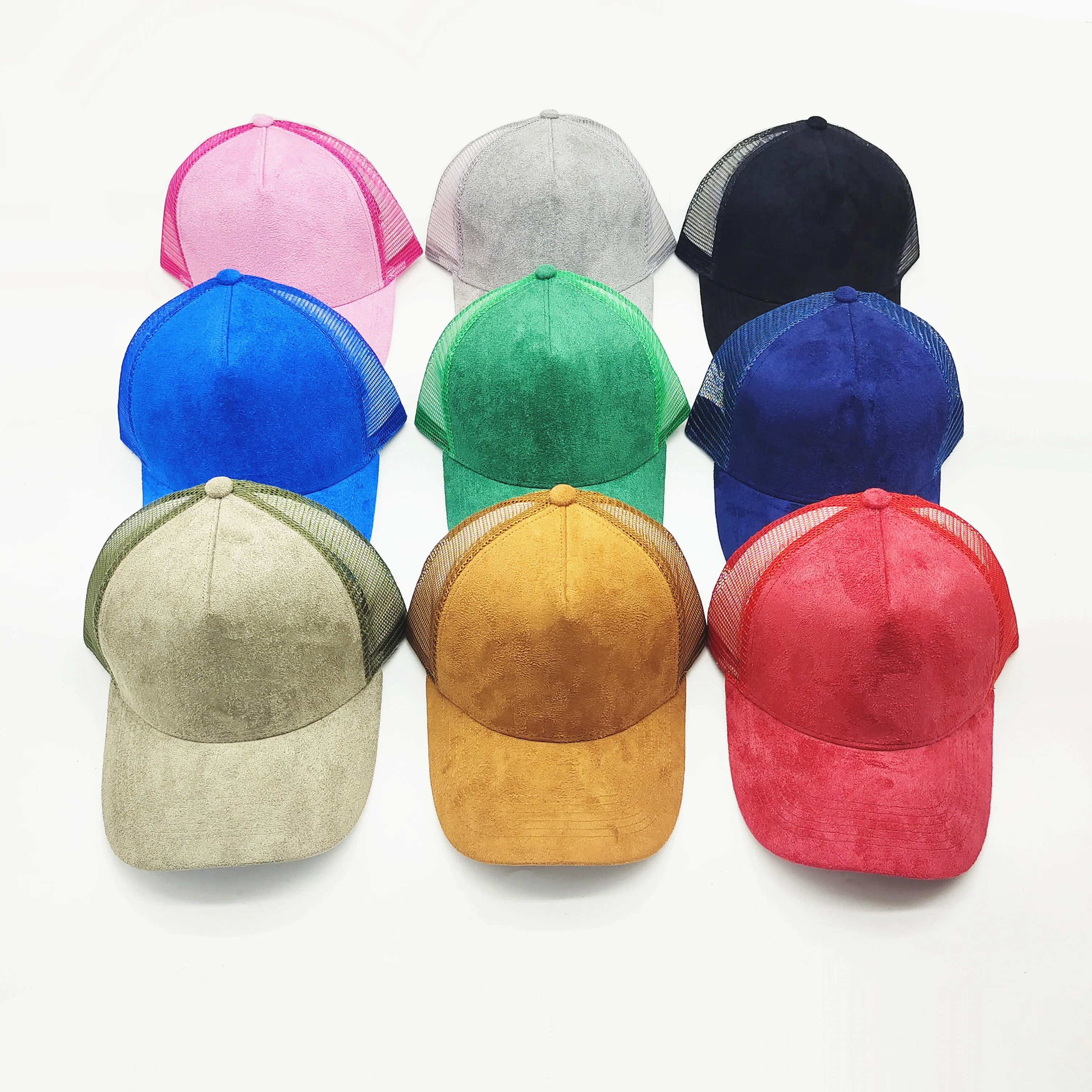 Women's trucker cap Adult men solid custom logo embroidery mesh Hat Suede leather sports baseball cap gorros 5