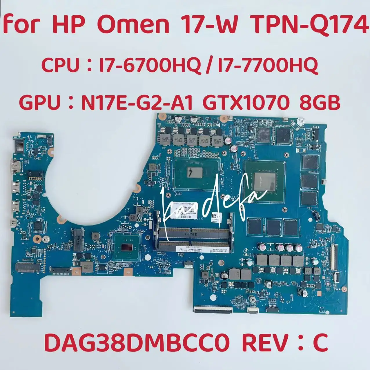 Muslimfor Hp Omen 17-W Cpu Della Scheda Madre Del Computer Portatile: I7-6700Hq I7-7700Hq Gpu: Gtx1070 8Gb Ddr4 915554-601 915554-001 Test Ok