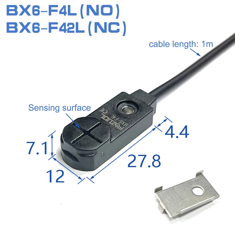 미니어처 사각형 근접 센서 스위치, 2 와이어 NO NC 감지 거리: 4mm, 5to 24VDC 금속 유도 제한 센서, BX6-F/H