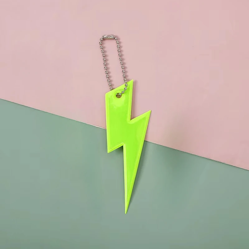 Colorful Lightning-Shaped Reflective Keychain Pendant